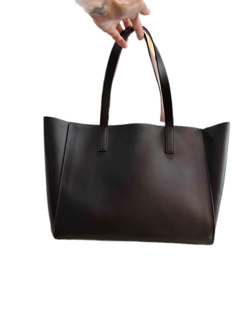 Kate Spade New York Black Leather Tote Bag Pink Interior - Picture 5 of 14